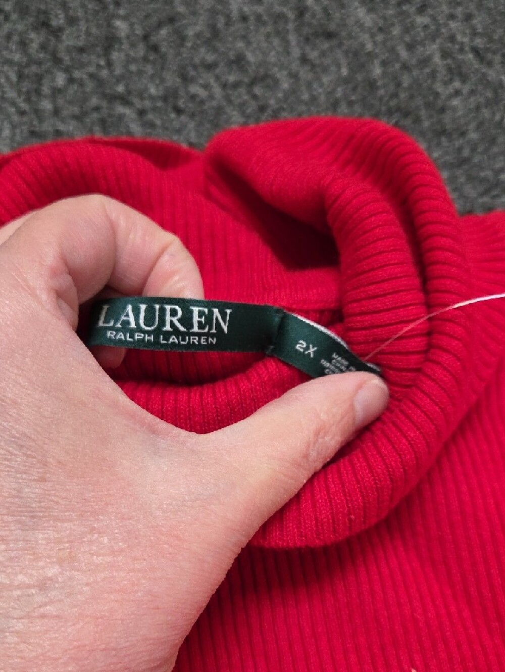 (#3) Ralph Lauren Bright Red Ribbed Turtleneck Sweater - Picture 2 of 7